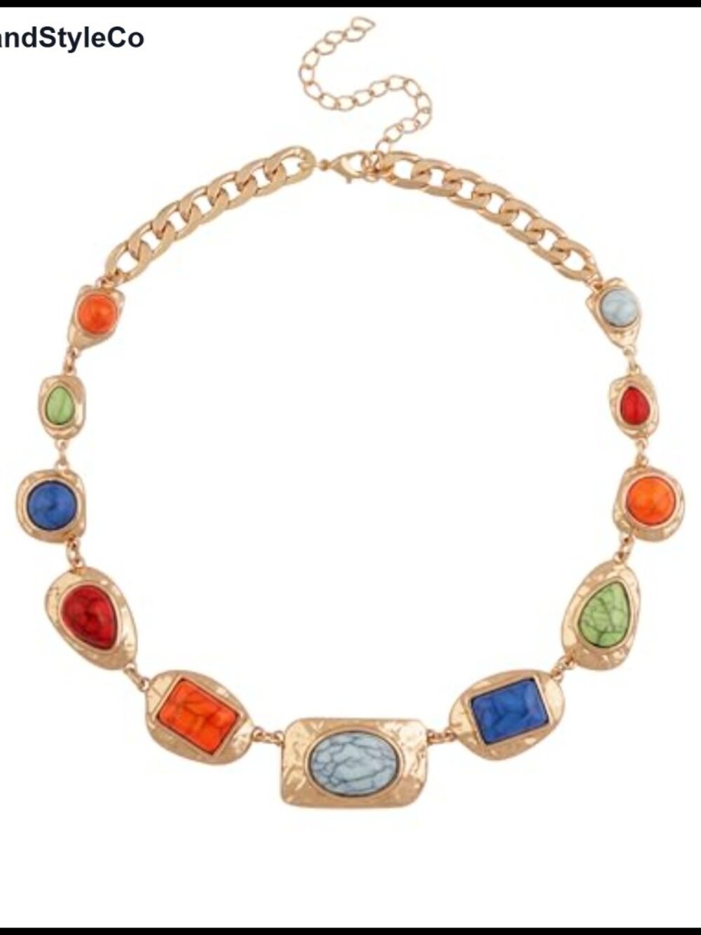 Boho Chunky Statement Necklace Gold Tone Curb Chain Women